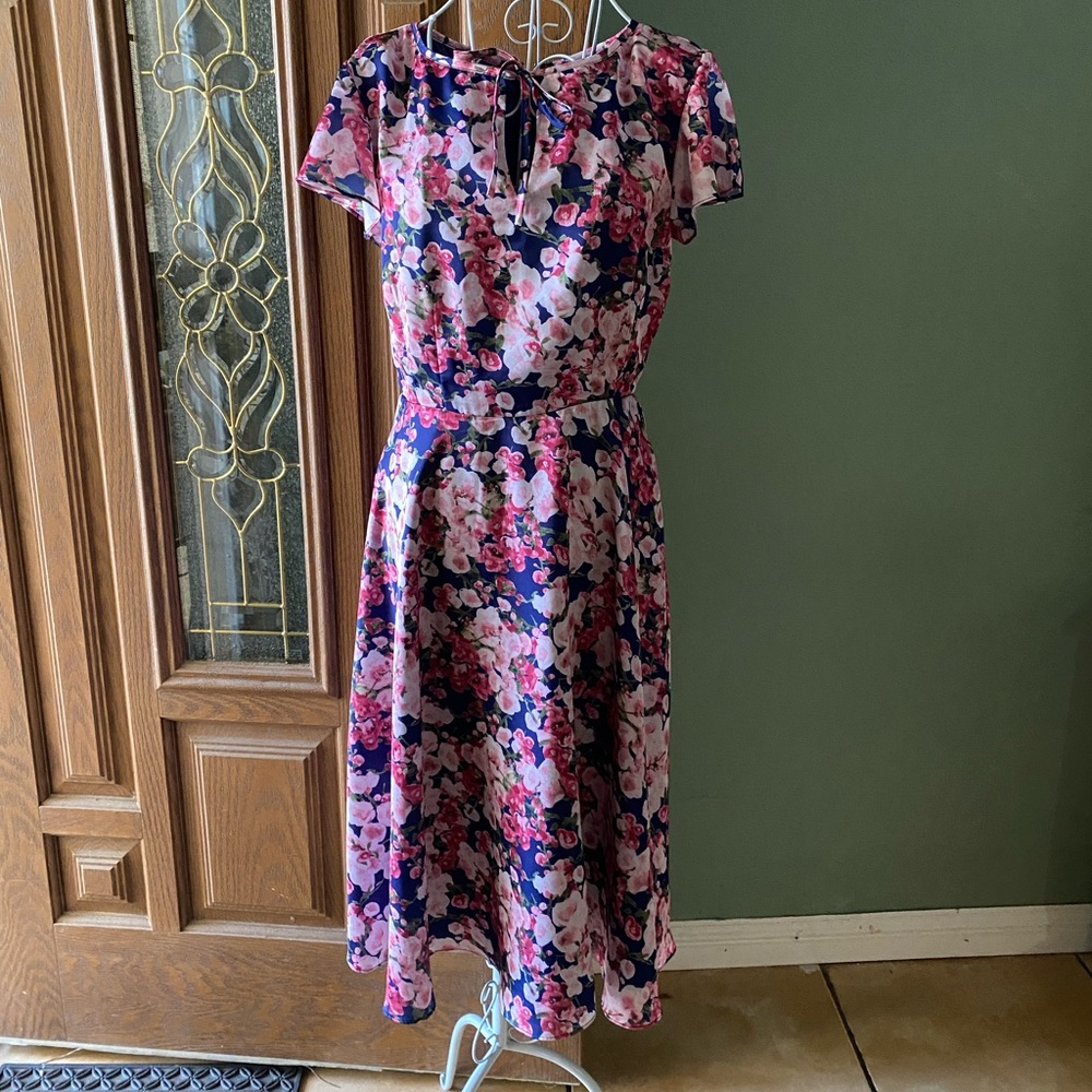 Navy Floral Dress